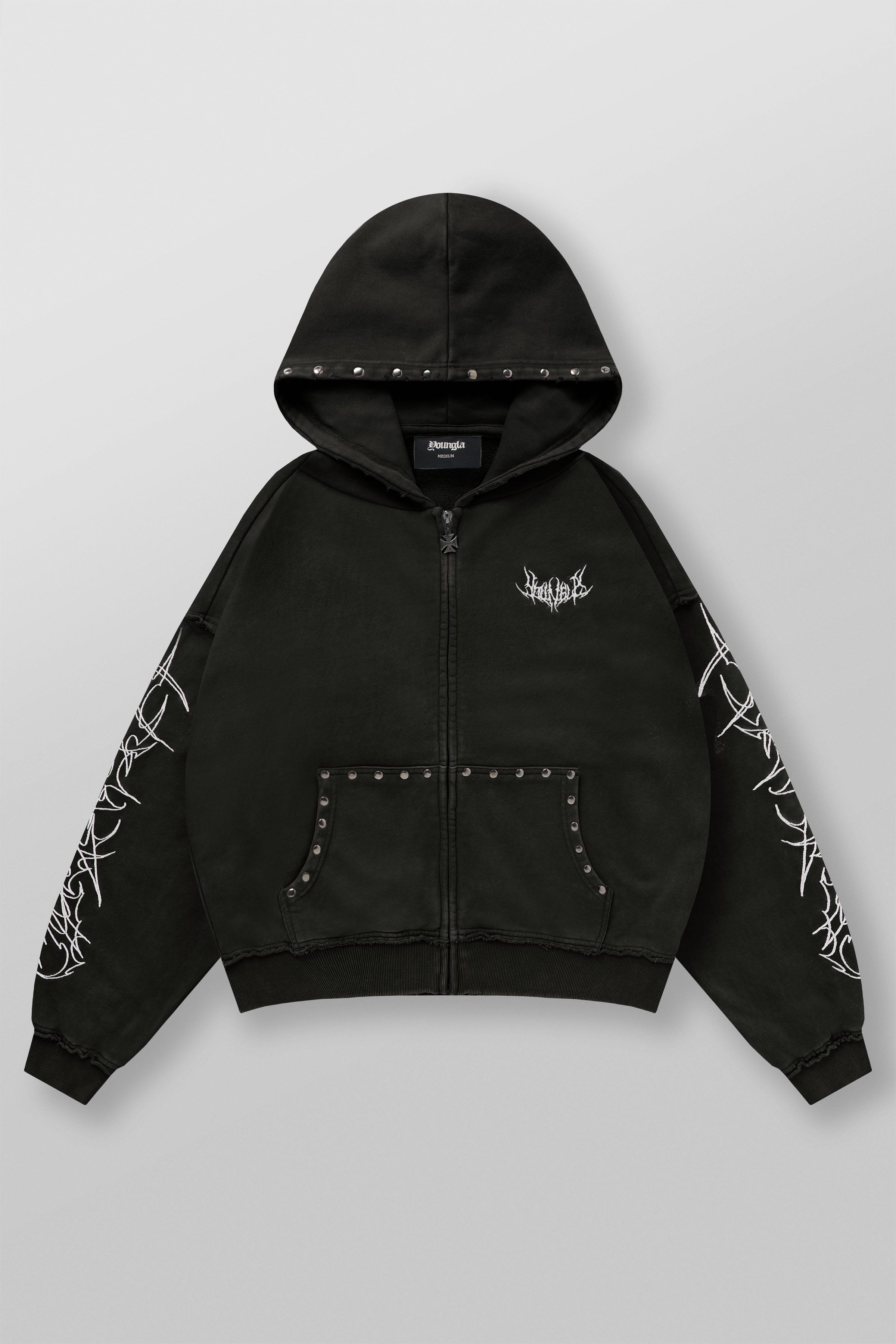 5232 - Tribal Stud Zip-Ups - Black Wash