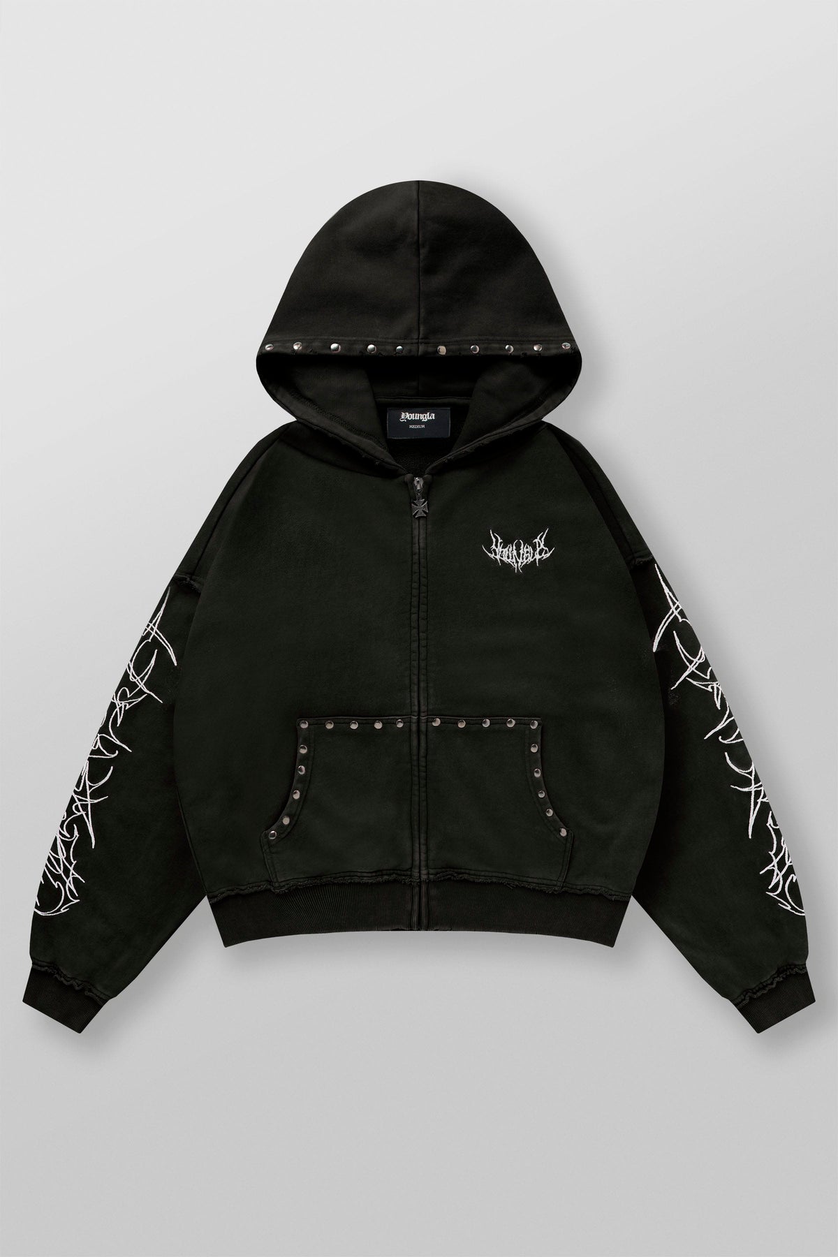 5232 - Tribal Stud Zip-Ups - Black Wash