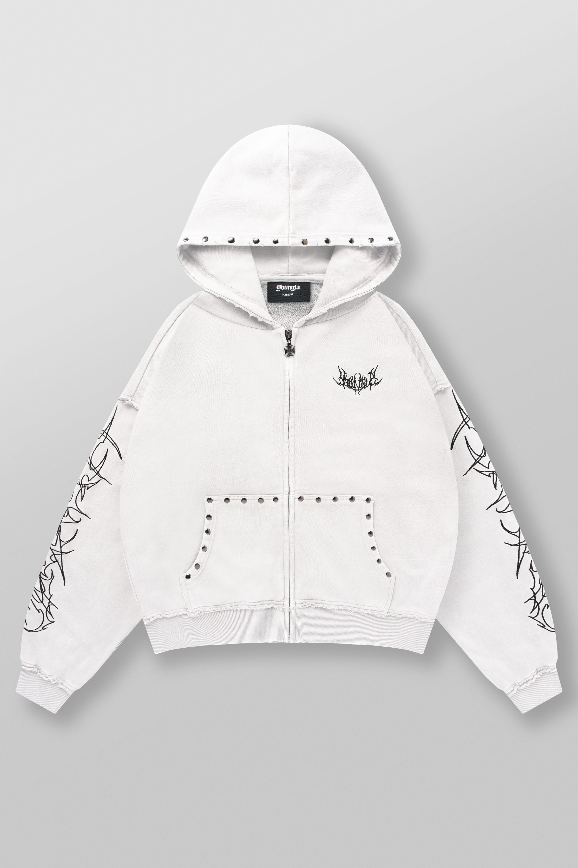 5232 - Tribal Stud Zip-Ups - White