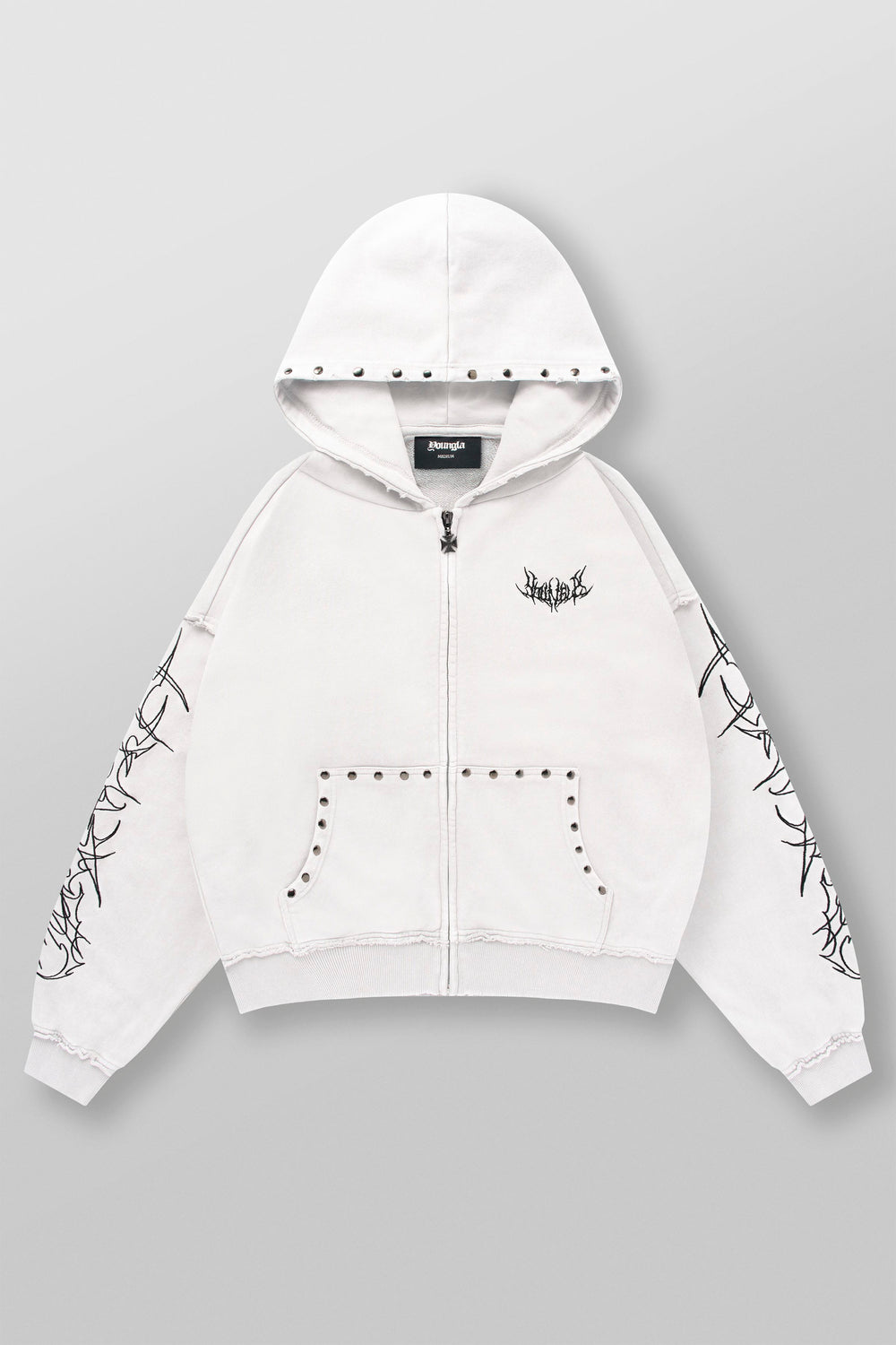 5232 - Tribal Stud Zip-Ups - White