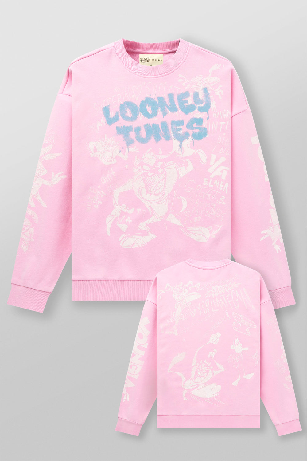 5256 - Looney Tunes Graffiti Crewnecks - Pink Sketch