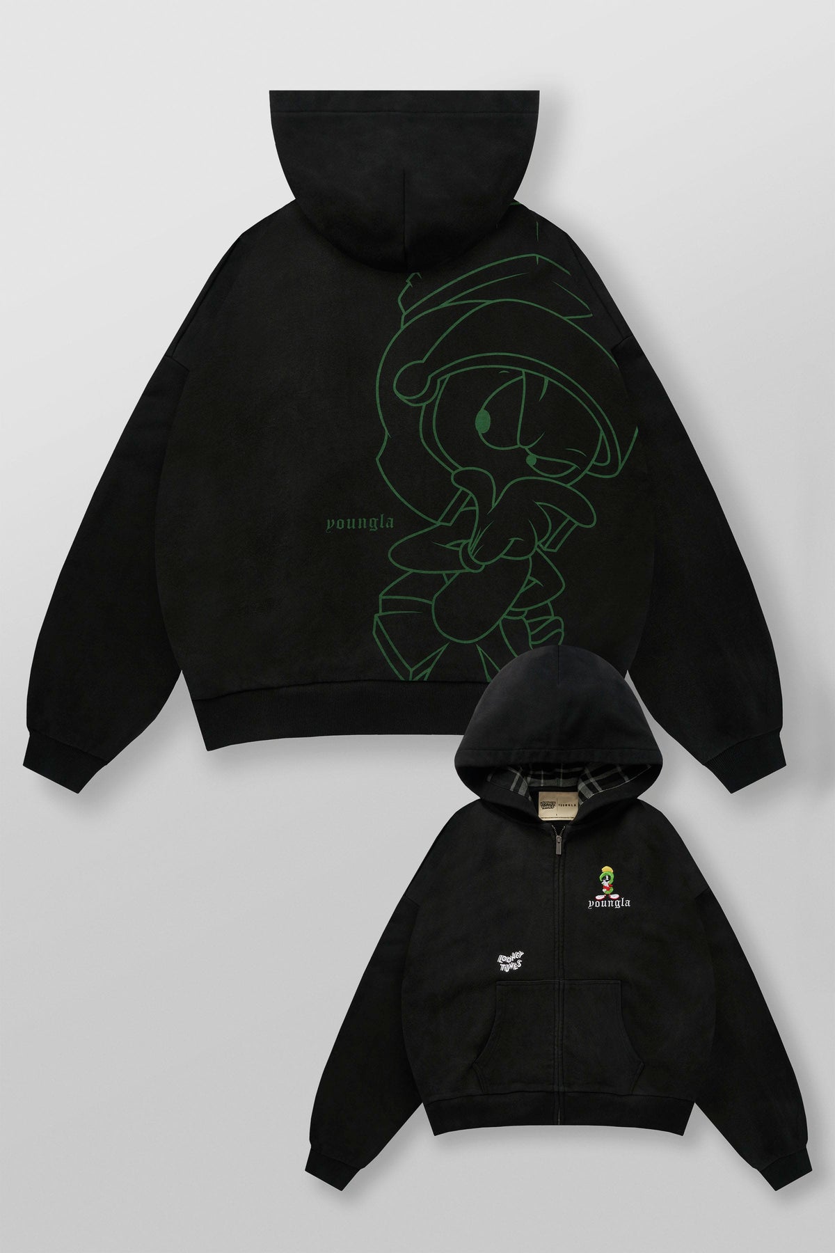 5257 - Looney Tunes Plaid Zip-Ups - Black Wash