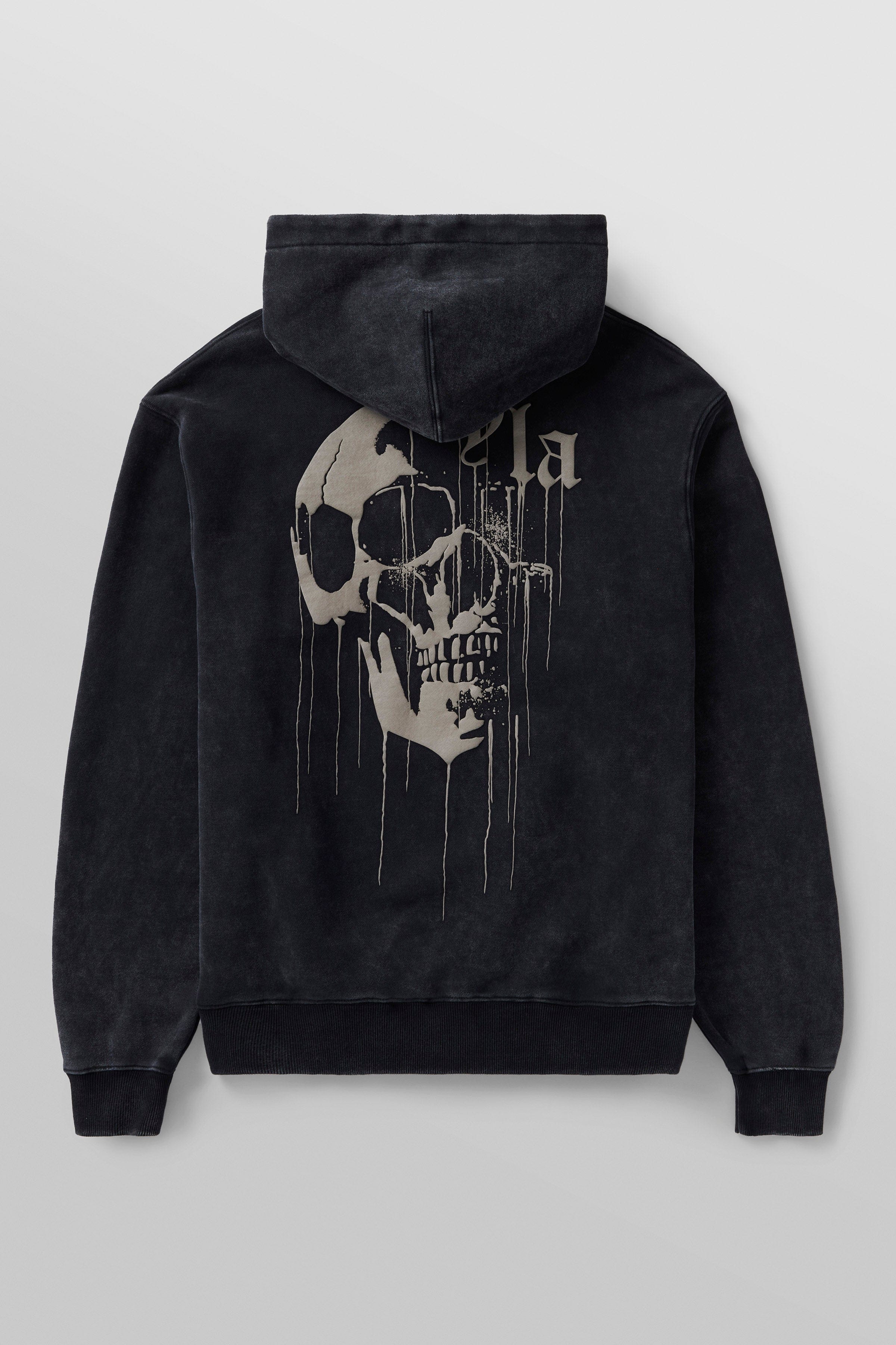 551 - Drippy Skull Hoodie - Black Wash