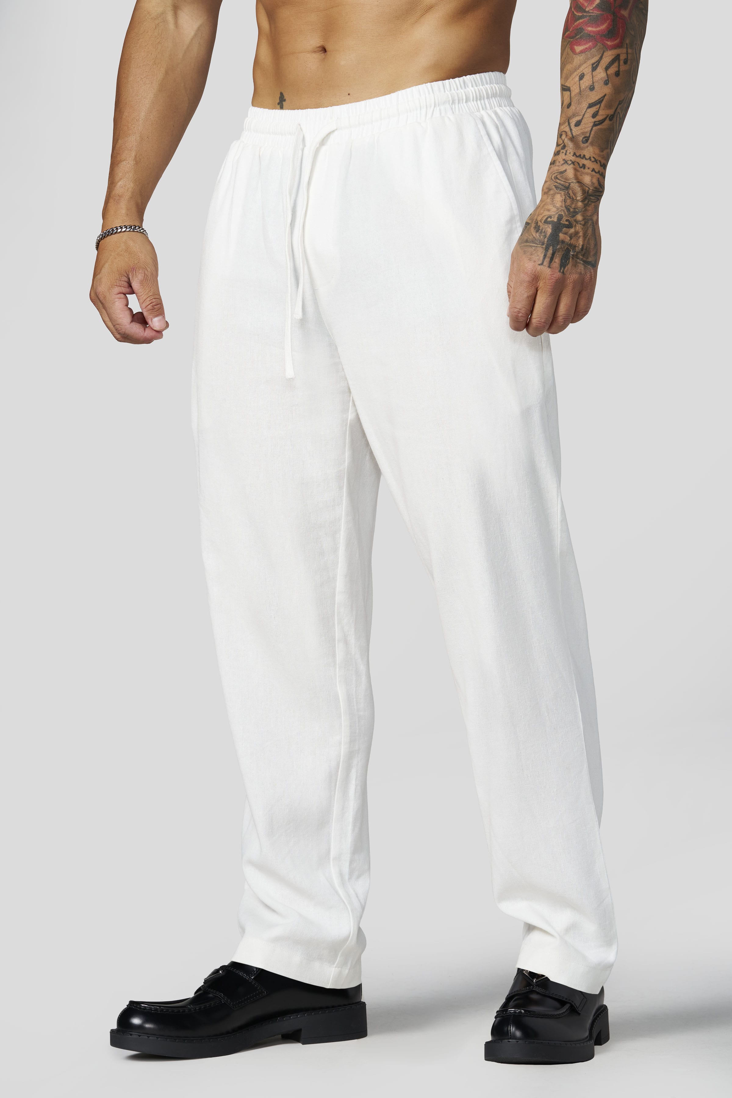 6027 - Beach Club Linen Pants - White
