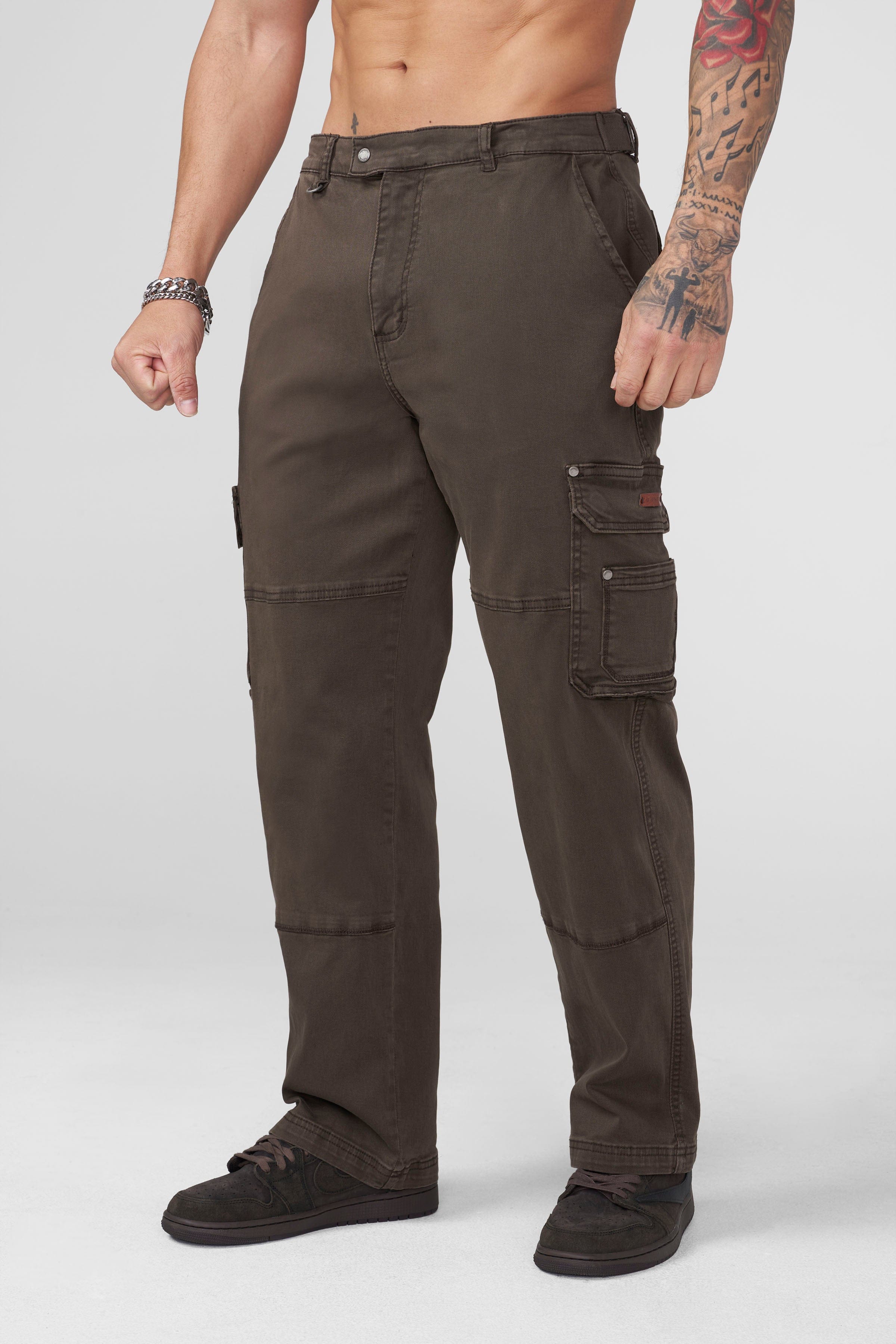 6032 - Old Money Twill Cargo Pants - Brown