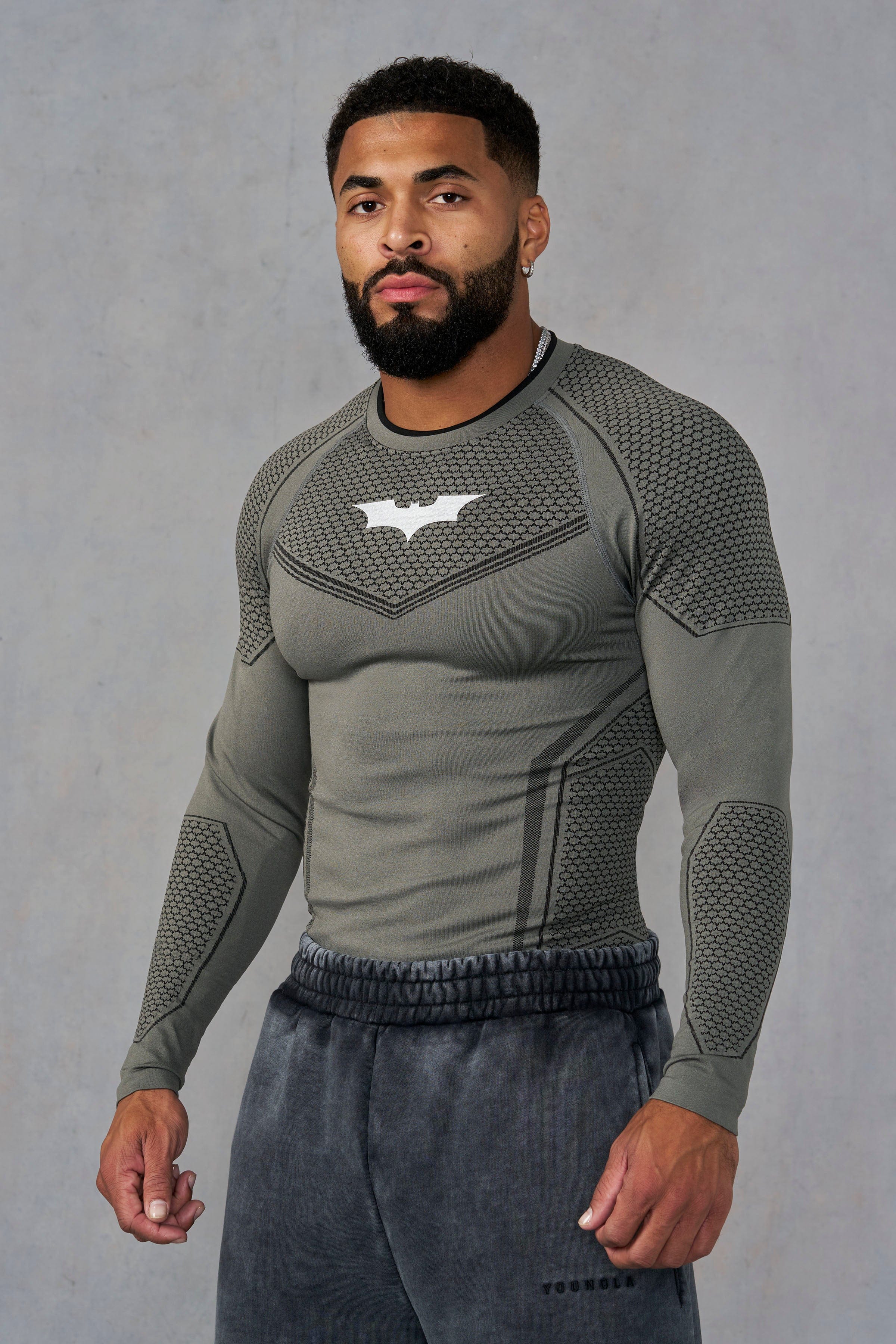 8004 - Batman Compression Longsleeves New Colors - Grey Green