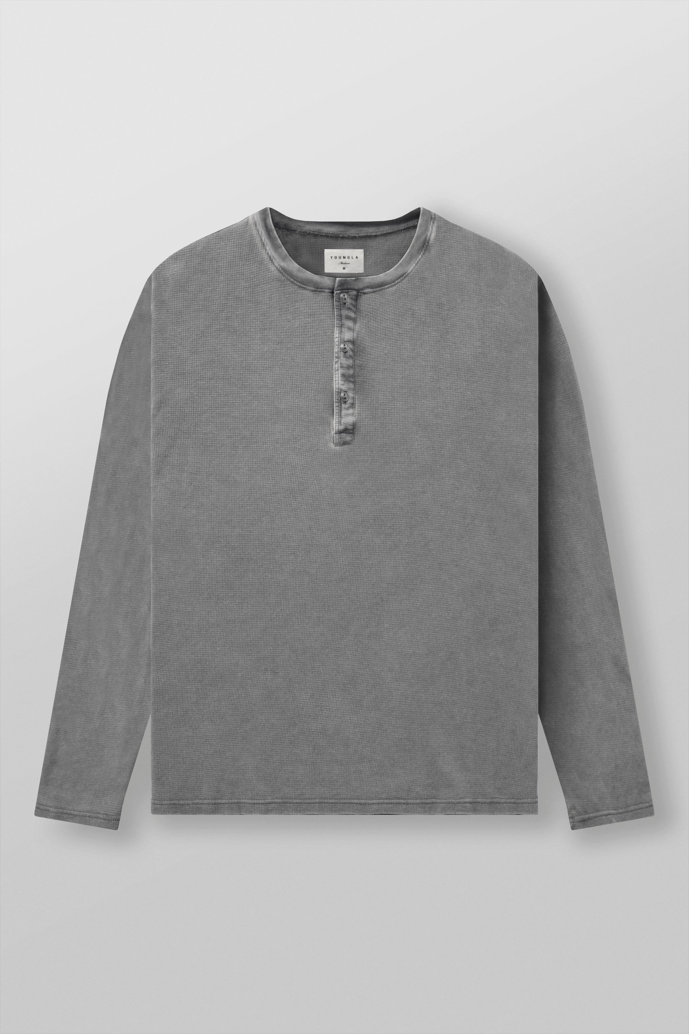 8034 - Henley Thermal Longsleeves - Grey Wash