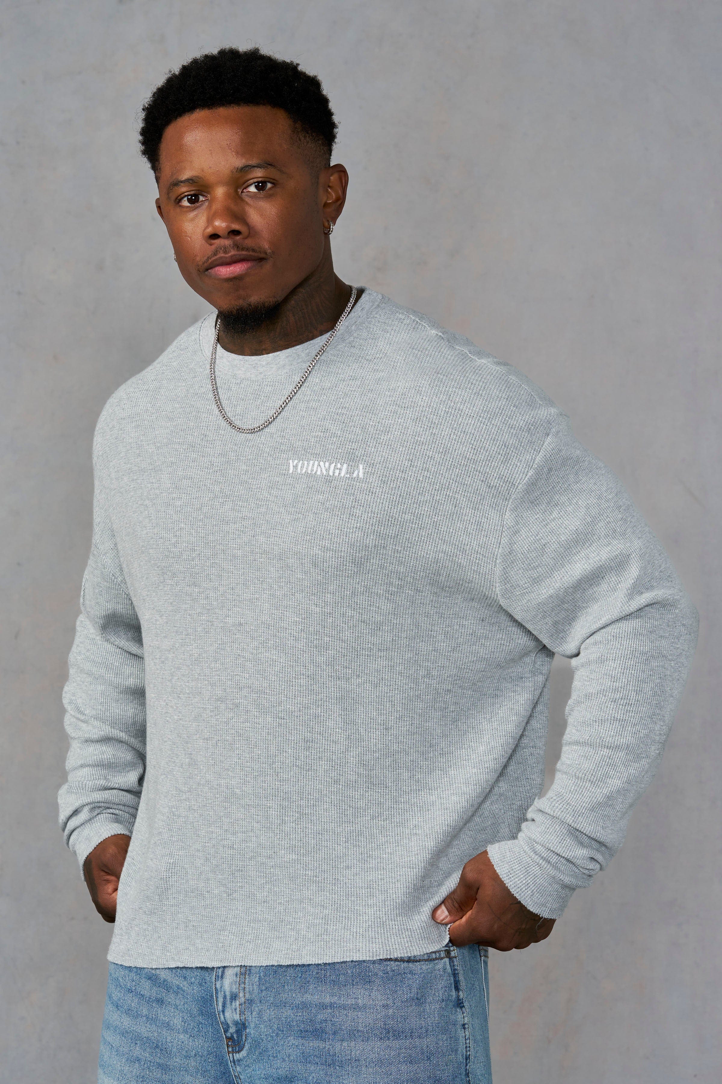 8057 - Classic Cropped Thermals - Heather Grey