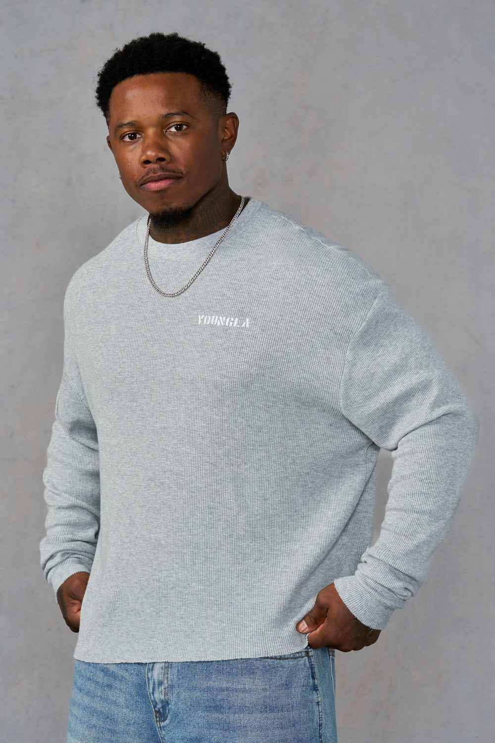 8057 - Classic Cropped Thermals - Heather Grey