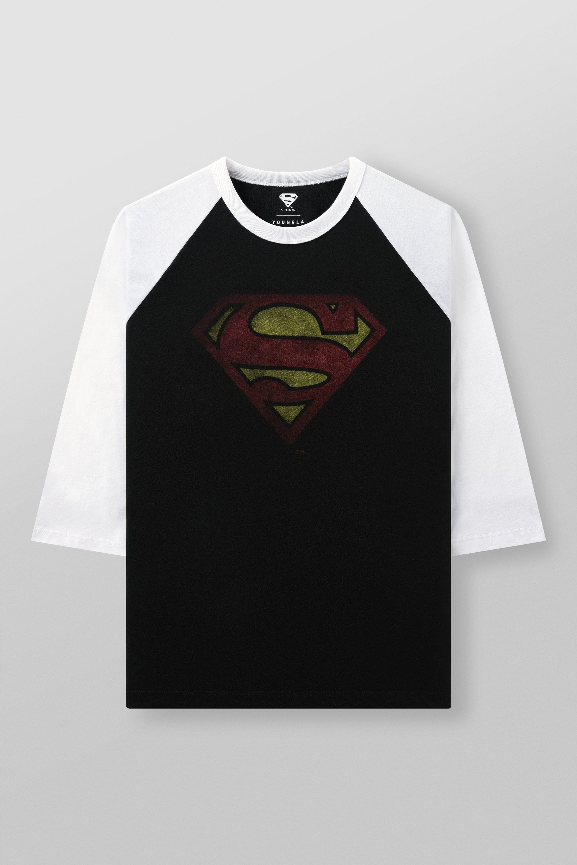 8072 - Superman 3/4 Raglan Shirts - Black/White
