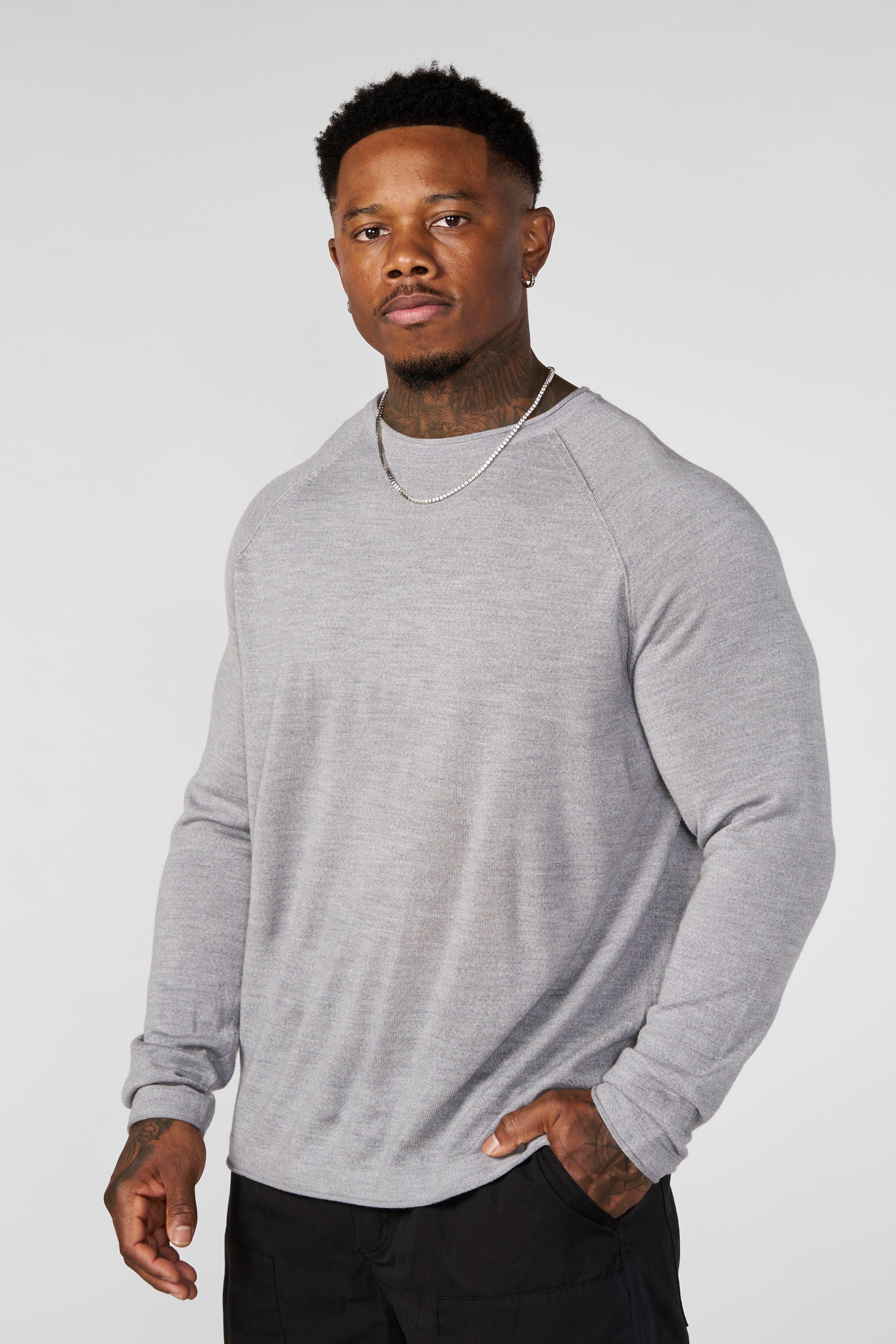 8092 - Monaco Wool Longsleeves - Heather Grey