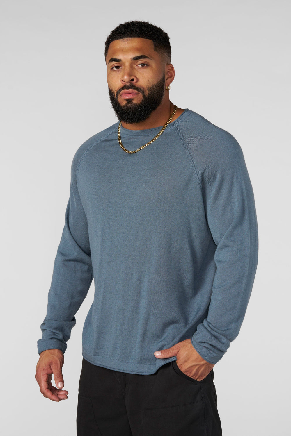 8092 - Monaco Wool Longsleeves - Slate Blue
