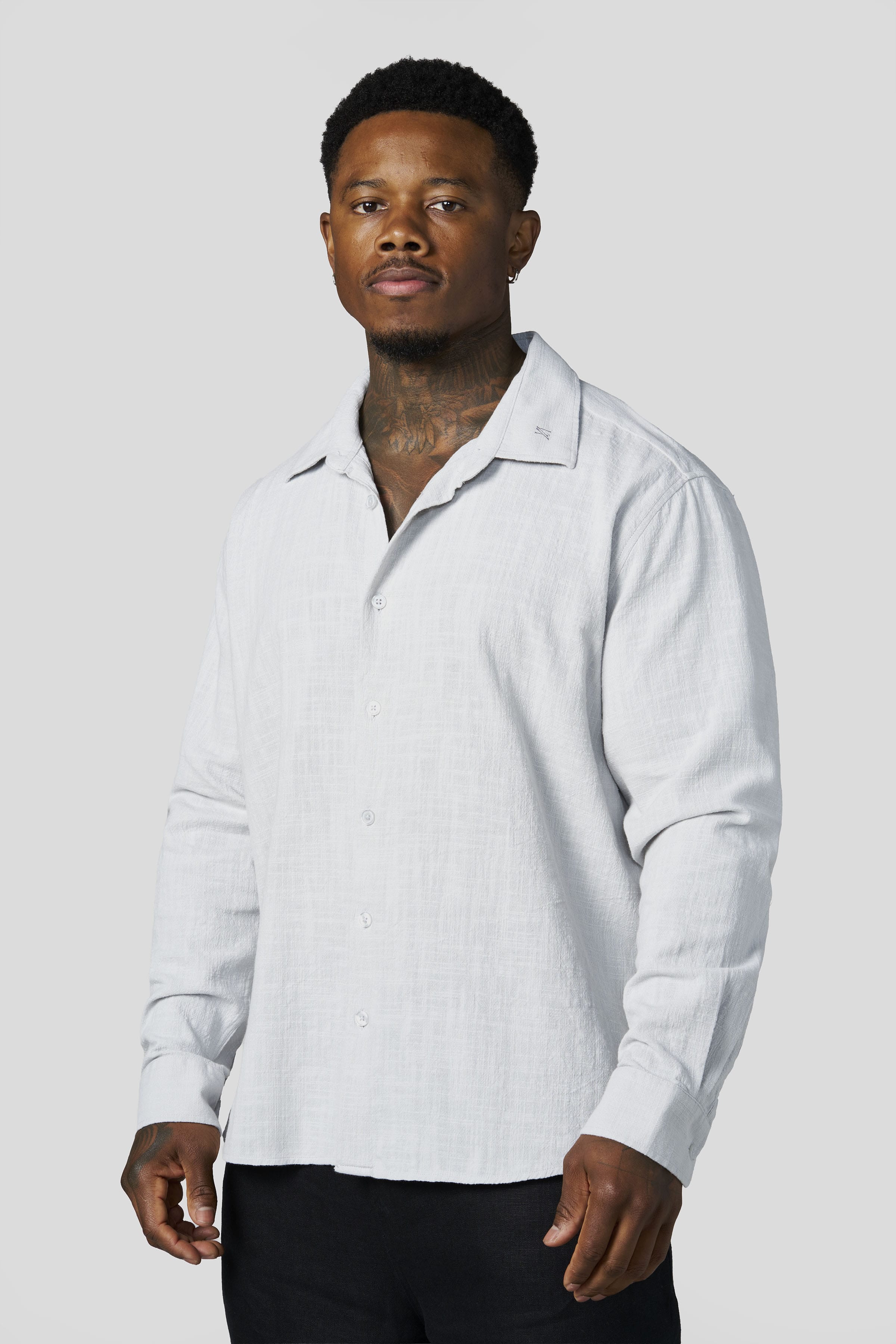 8095 - Cotton Linen Button-Ups - Light Grey