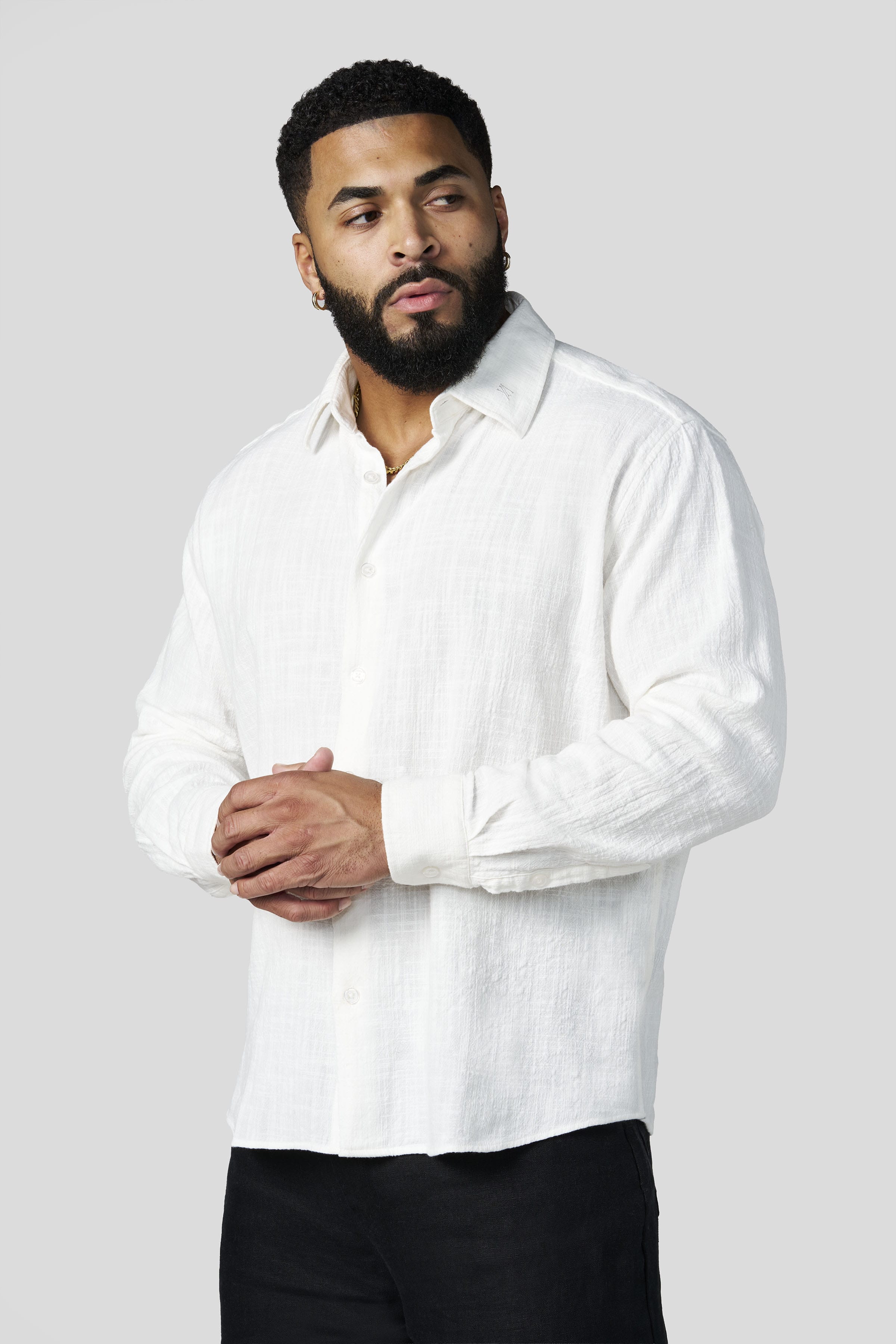 8095 - Cotton Linen Button-Ups - White