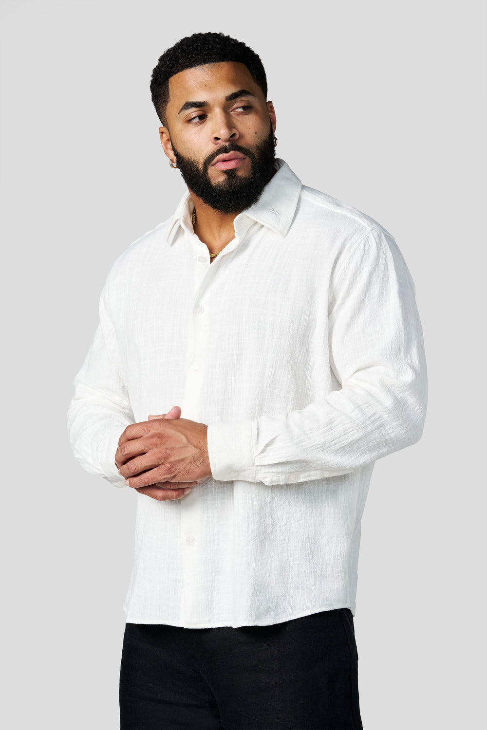 8095 - Cotton Linen Button-Ups - White