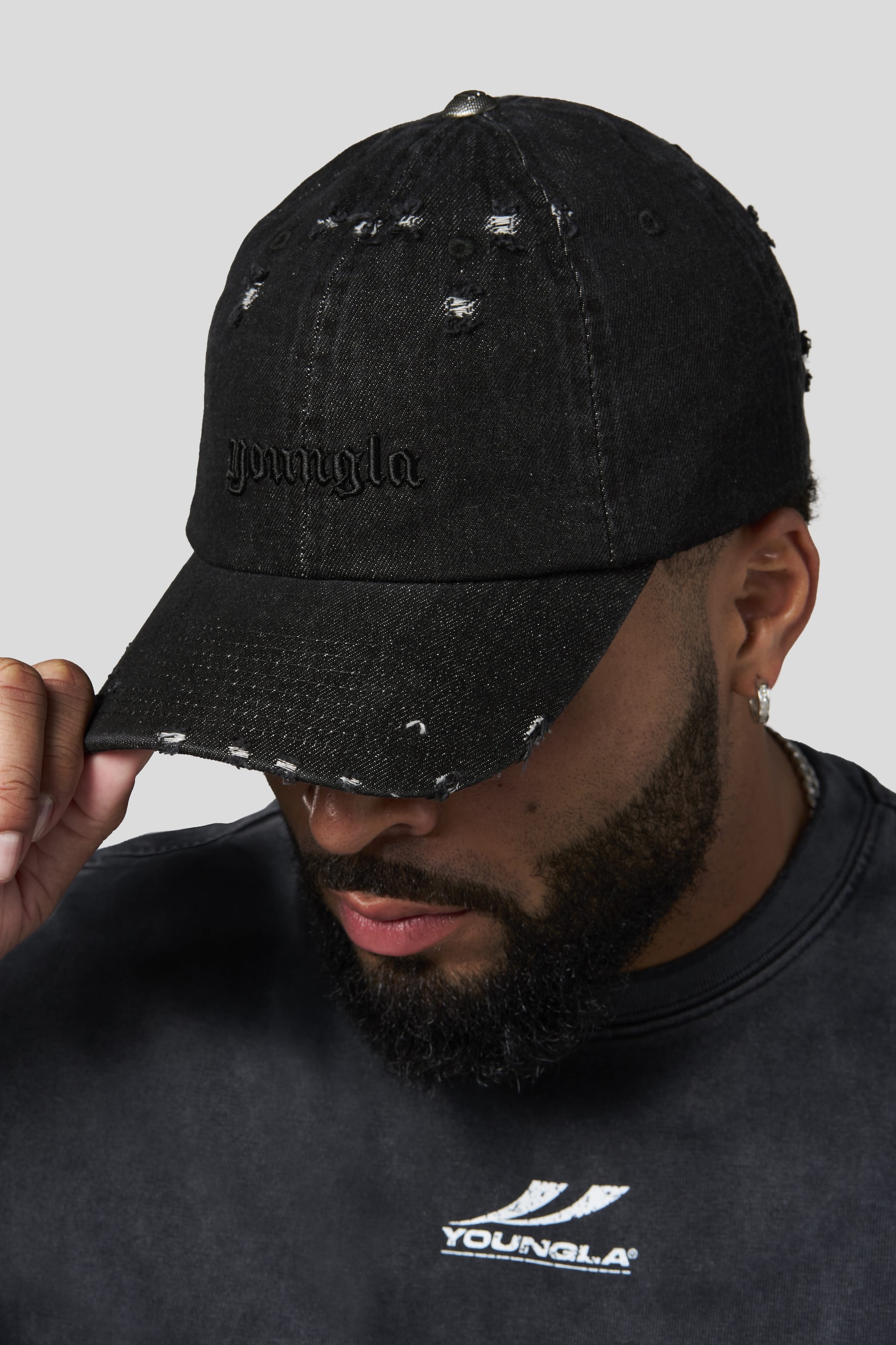 9066 - Distressed Denim Hats - Black Wash
