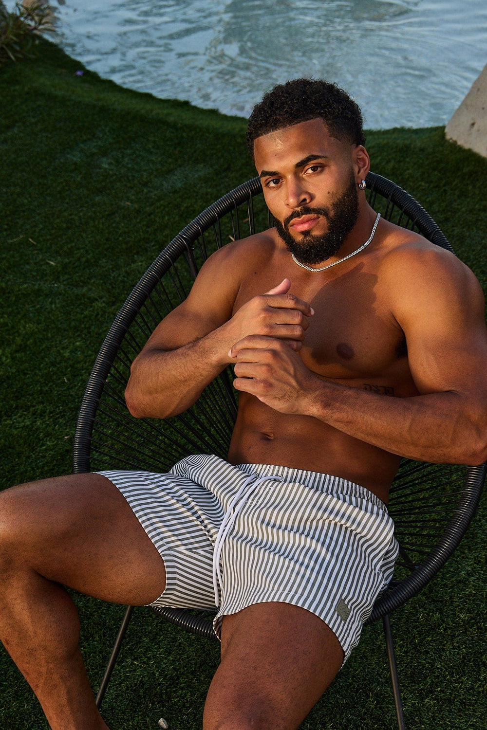 1056 - Striped Swim Shorts