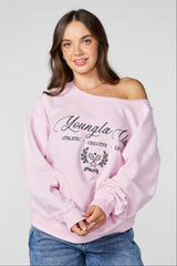 W5158 - Off-shoulder Pullover - Pink