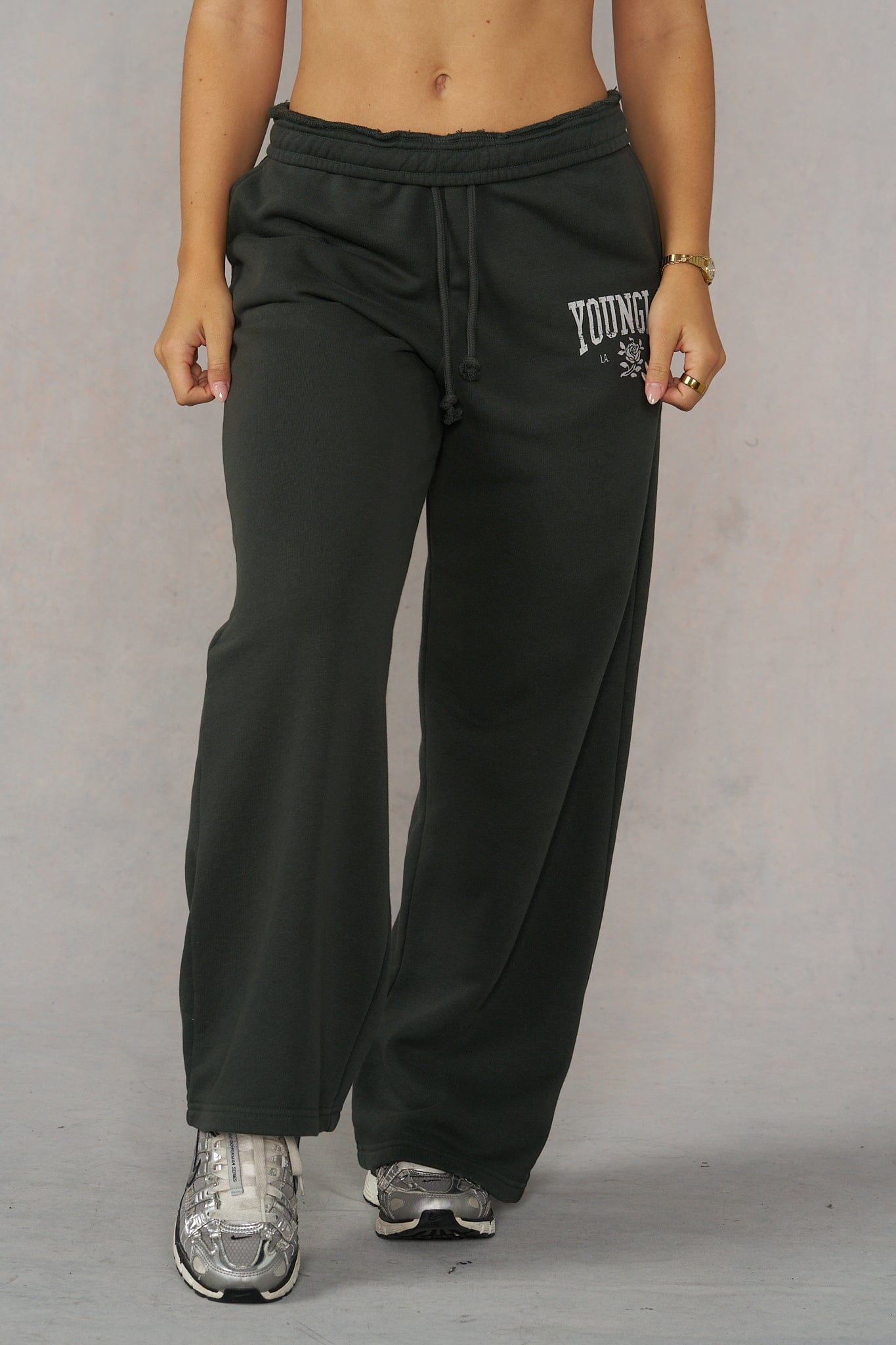 W2213 - OTG Straight Leg Joggers - Carbon Green