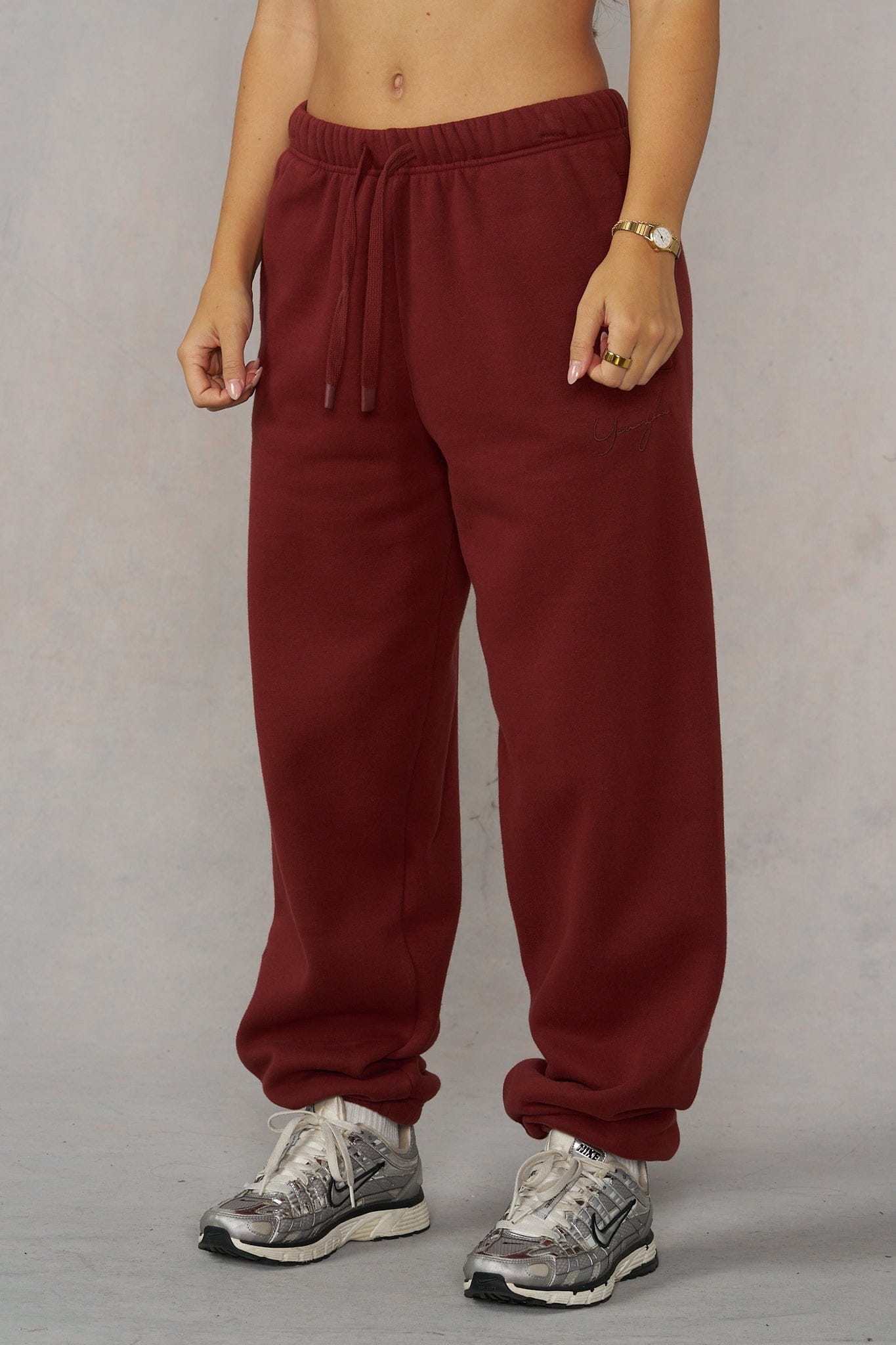 W2226 - Layover Cuff Joggers - Brick Red