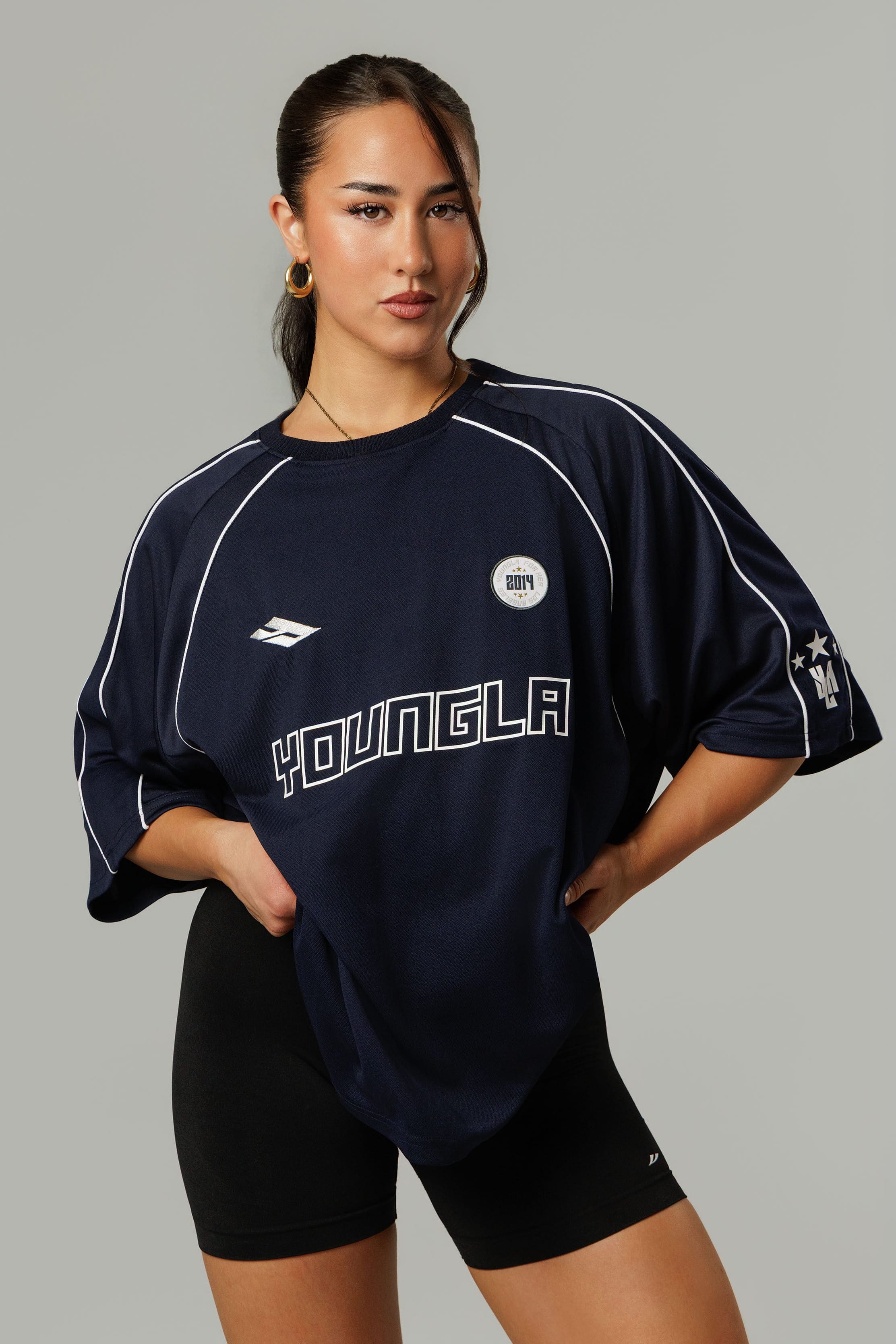 W4329 Oversized Soccer Jersey - Navy