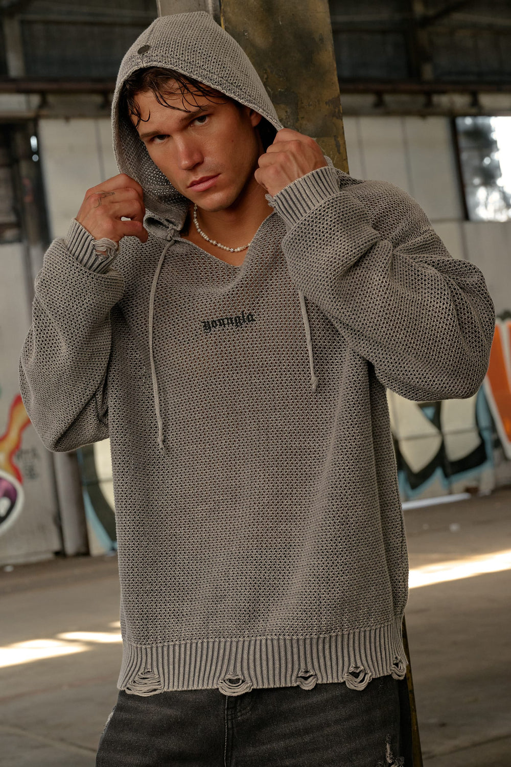 5229 - Rave Knit Hoodies - Grey Wash