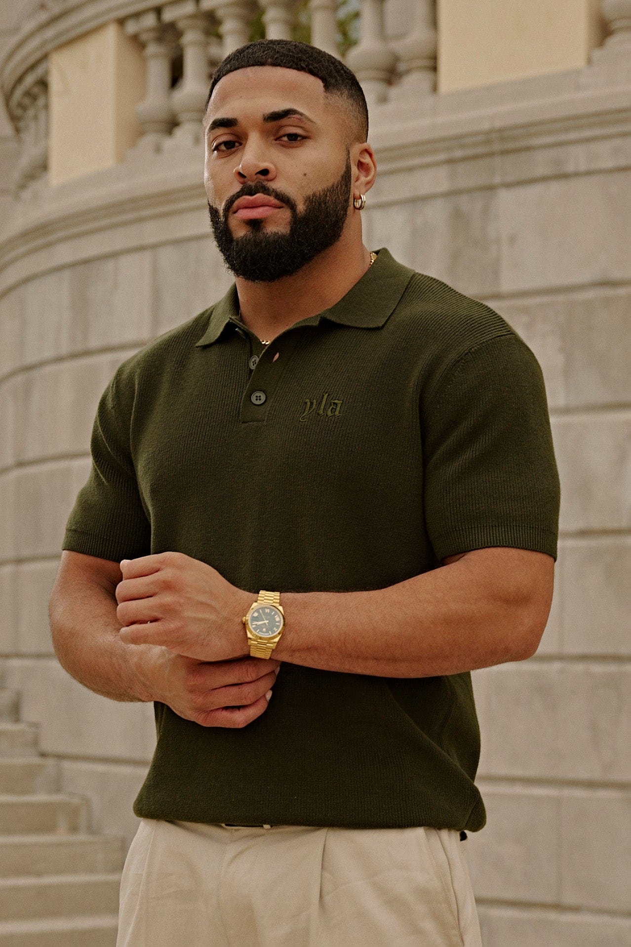 4136 - Knitted Dressy Polos - Dark Green