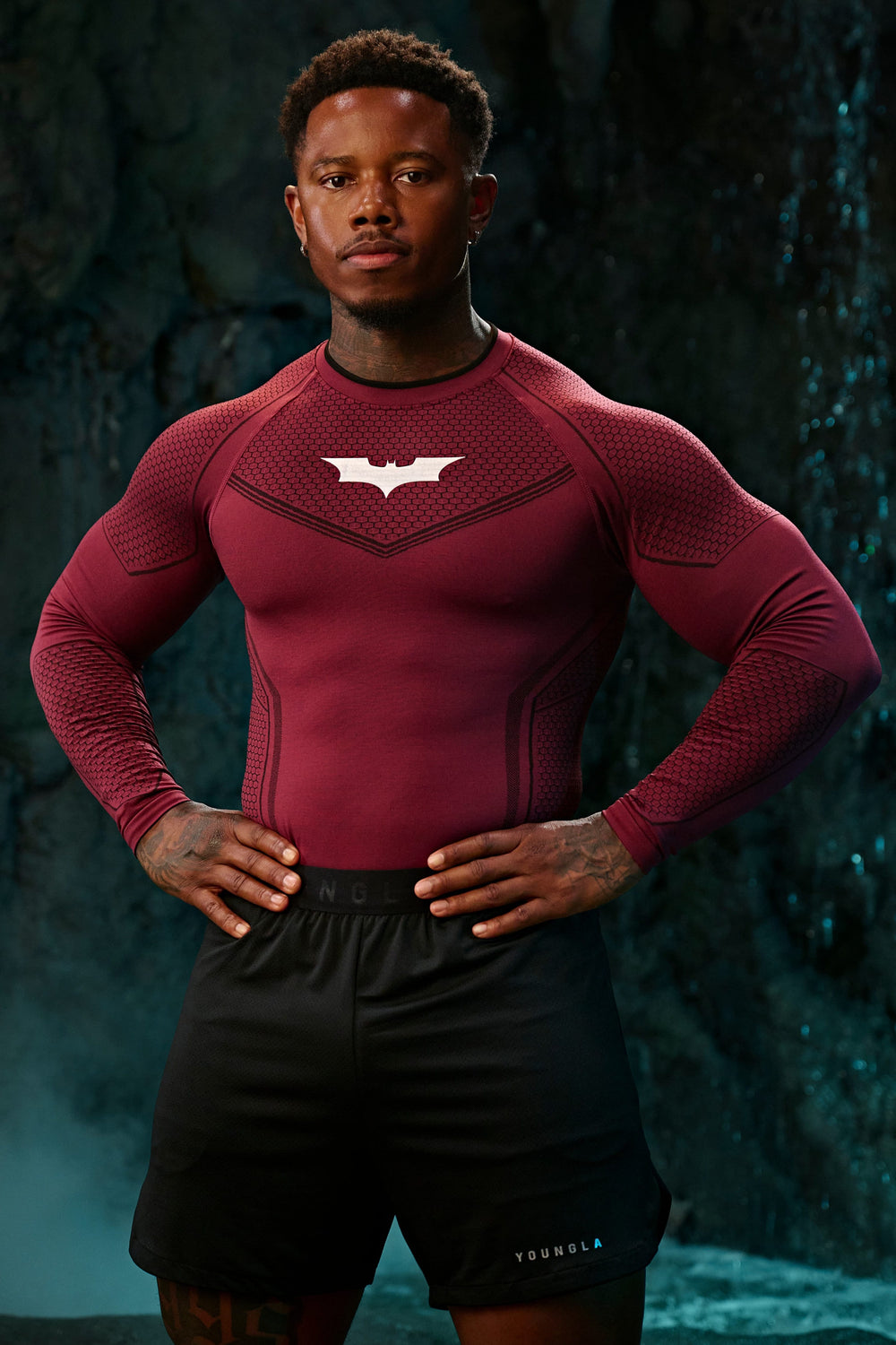 8004 - Batman Compression Longsleeves New Colors - Burgundy