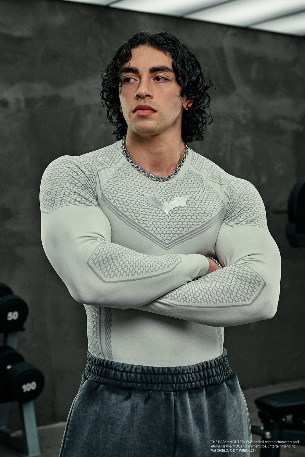 8004 - Batman Compression Longsleeves New Colors - Off-White