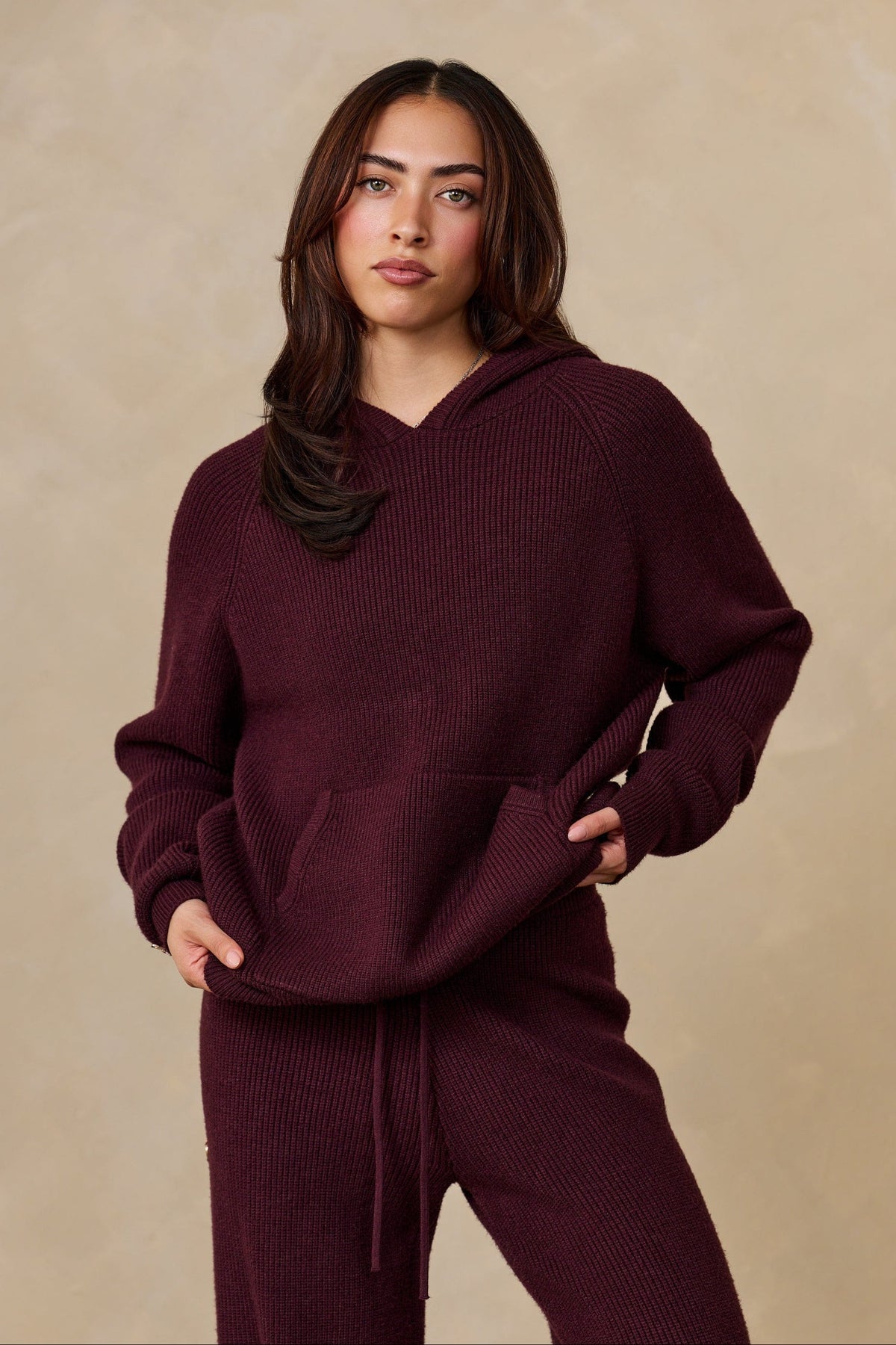 W5157 Smitten Sweater Hoodie - Burgundy