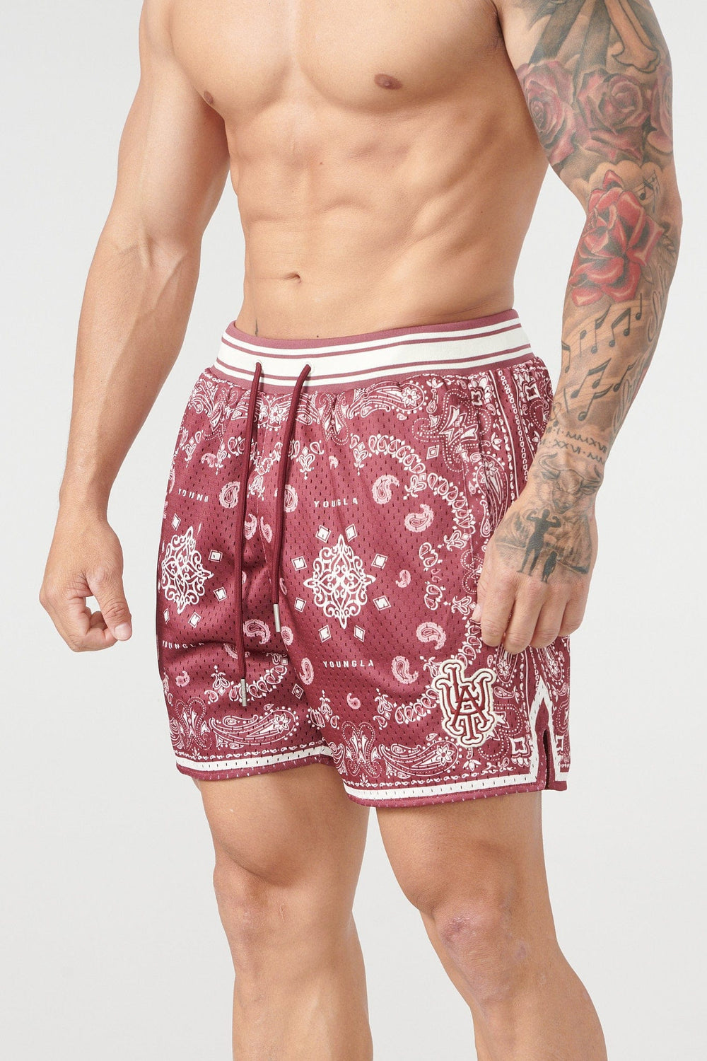 132 Infamous Bandana Shorts - Burgundy
