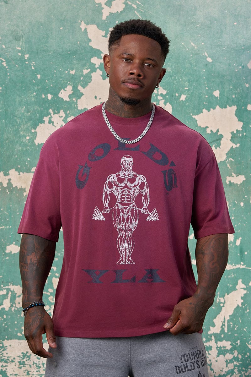4213 - Gold's Iron Legacy Icon Tees - Burgundy