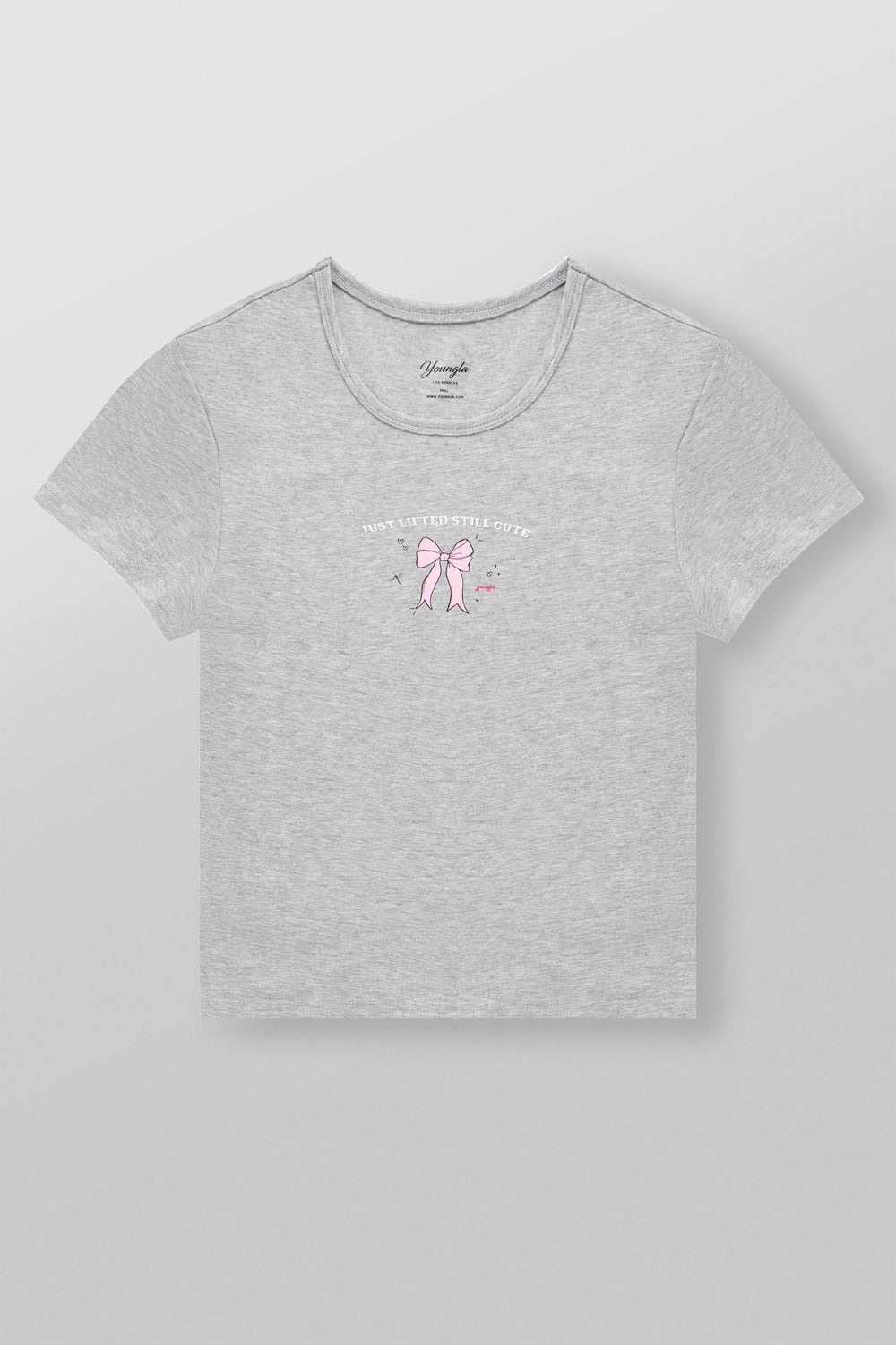 W4336 gym girl baby Tee - Heather Grey
