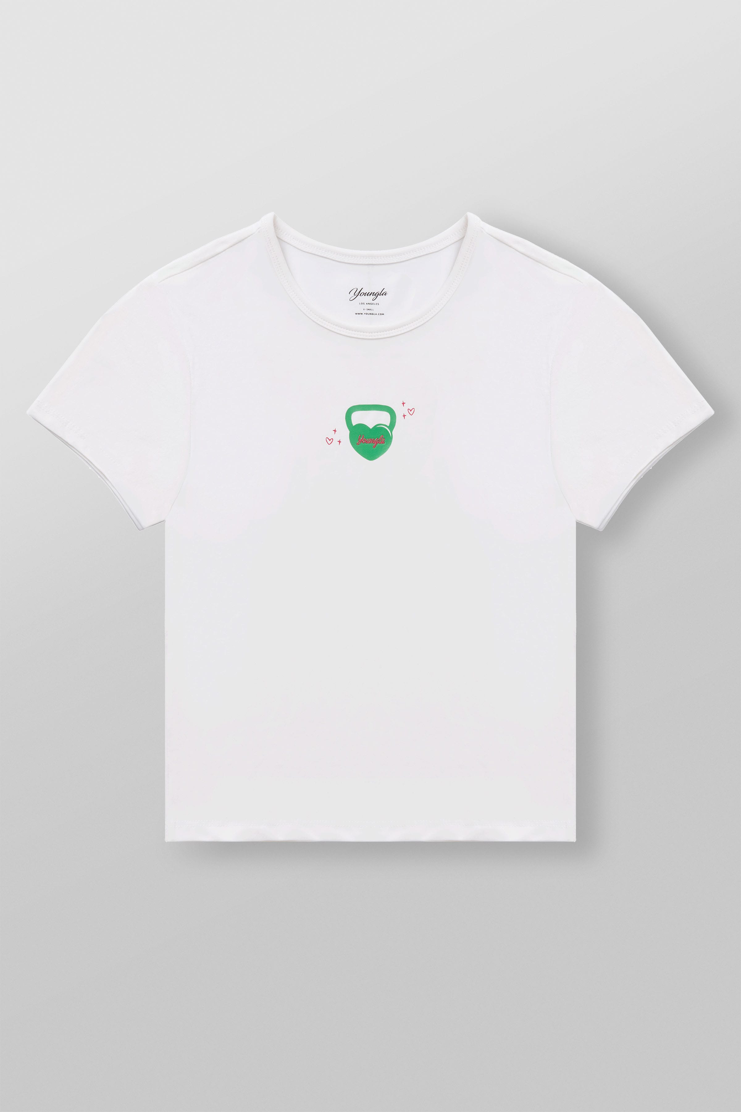 W4336 gym girl baby Tee - White/Green