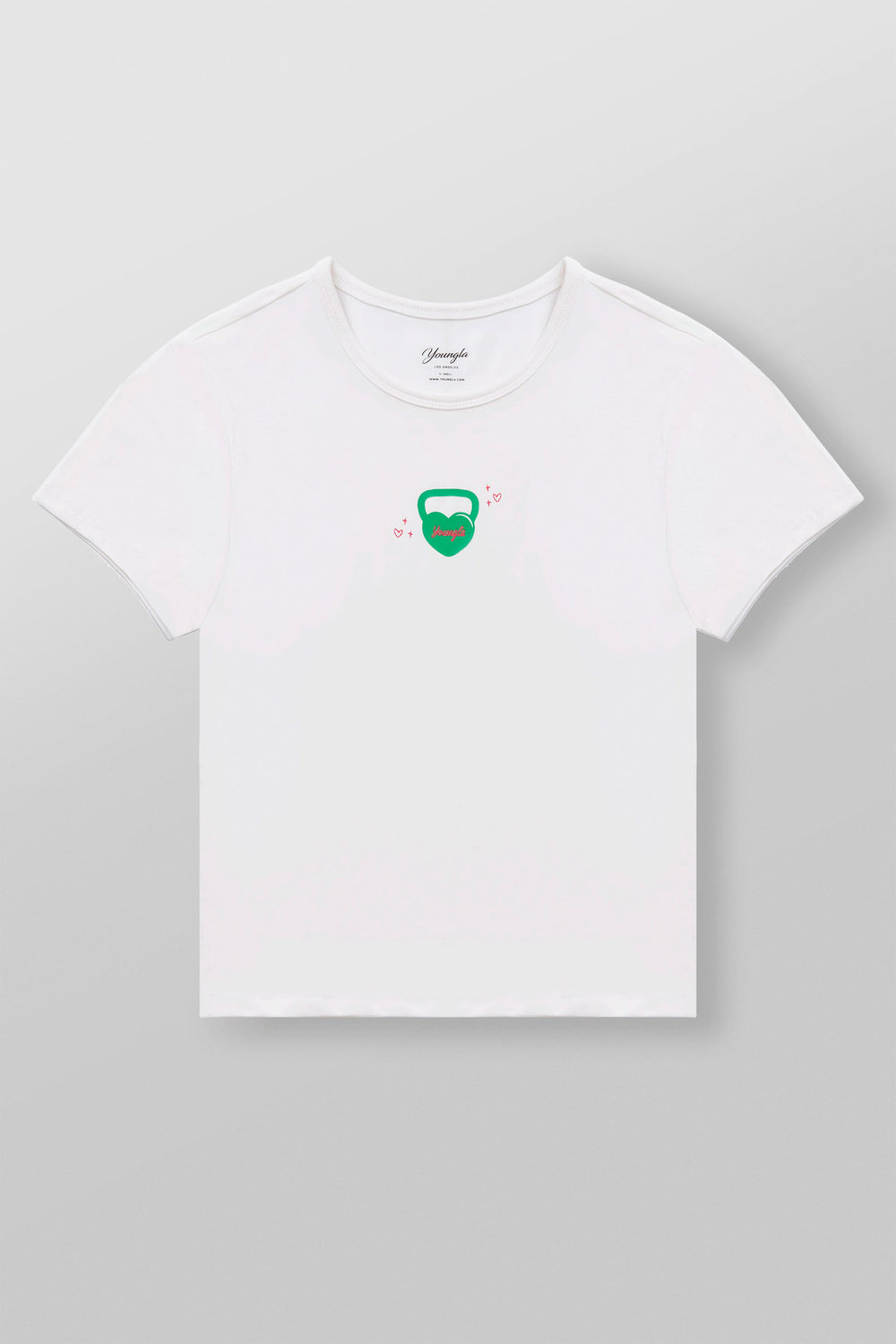 W4336 gym girl baby Tee - White/Green