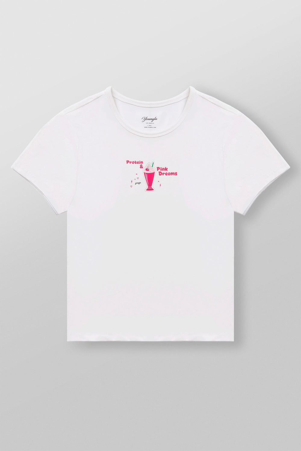W4336 gym girl baby Tee - White/Pink