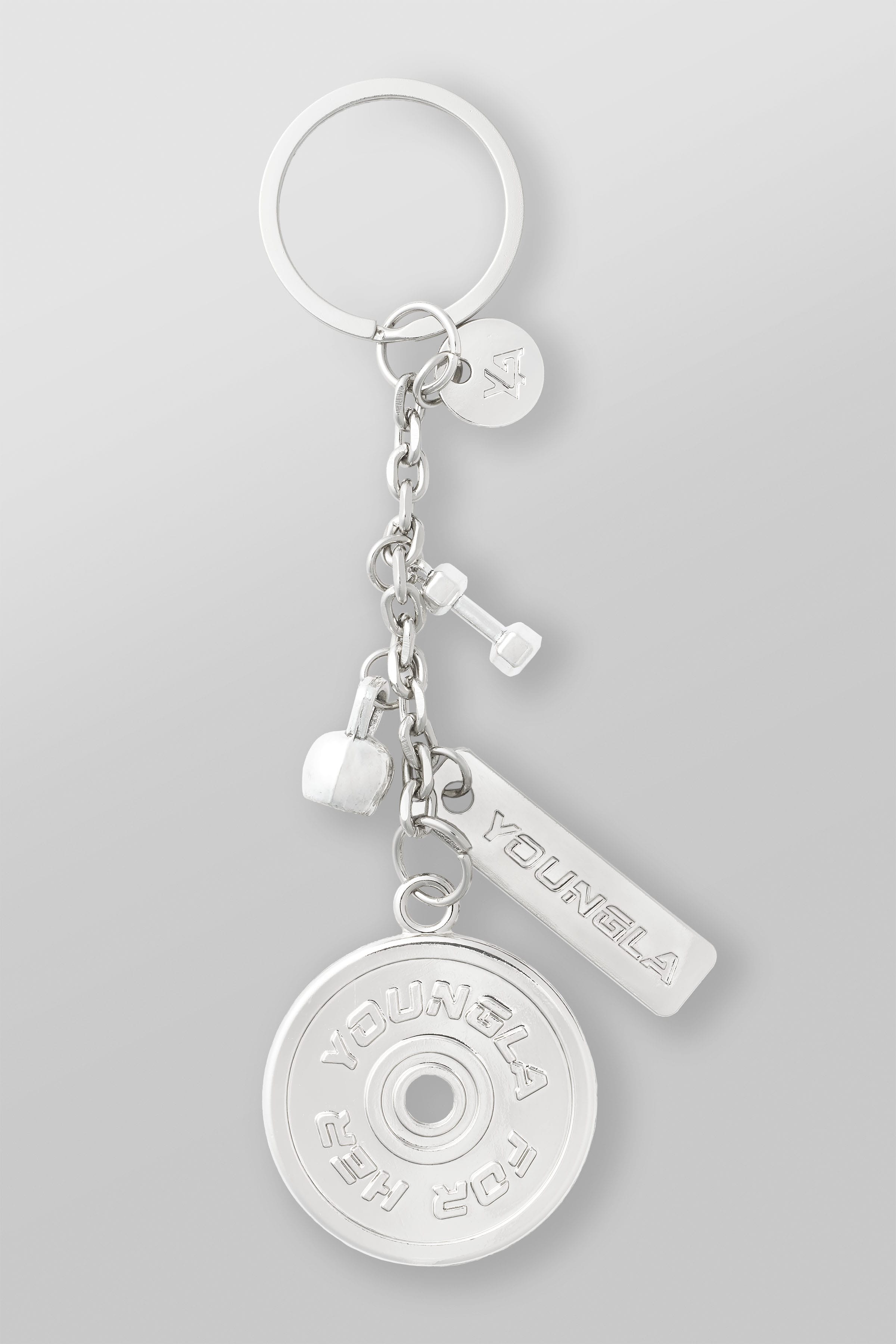 W6130 - Metal Gym Keychain - Silver